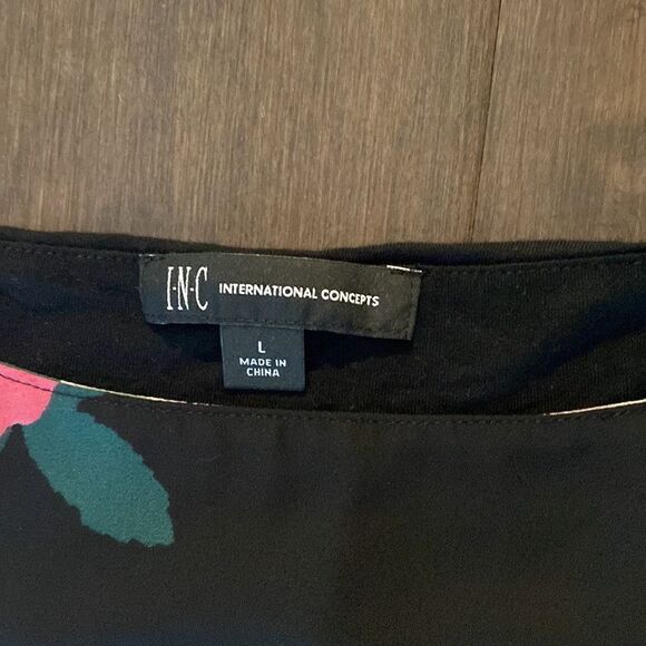 I-N-C international concepts Large blouse pink floral flowers large blouse black - Picture 2 of 5